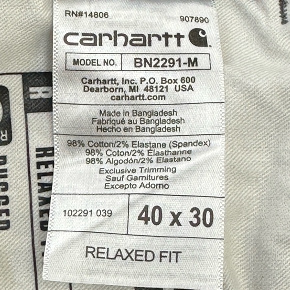 Carhartt Gray Rugged Flex Relaxed Fit Canvas Work Pant 40X30 BN2291-M 6 pockets - Picture 10 of 16